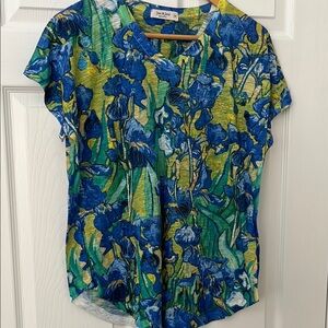 Blue and Green Floral Blouse by Jess & Jane